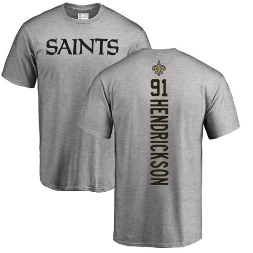 Men New Orleans Saints Ash Trey Hendrickson Backer NFL Football #91 T Shirt